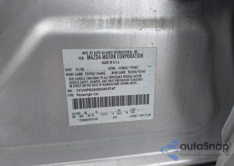 2009 Mazda Mazda6 I Grand Touring из США, поврежденный, VIN 1YVHP82A095M03747